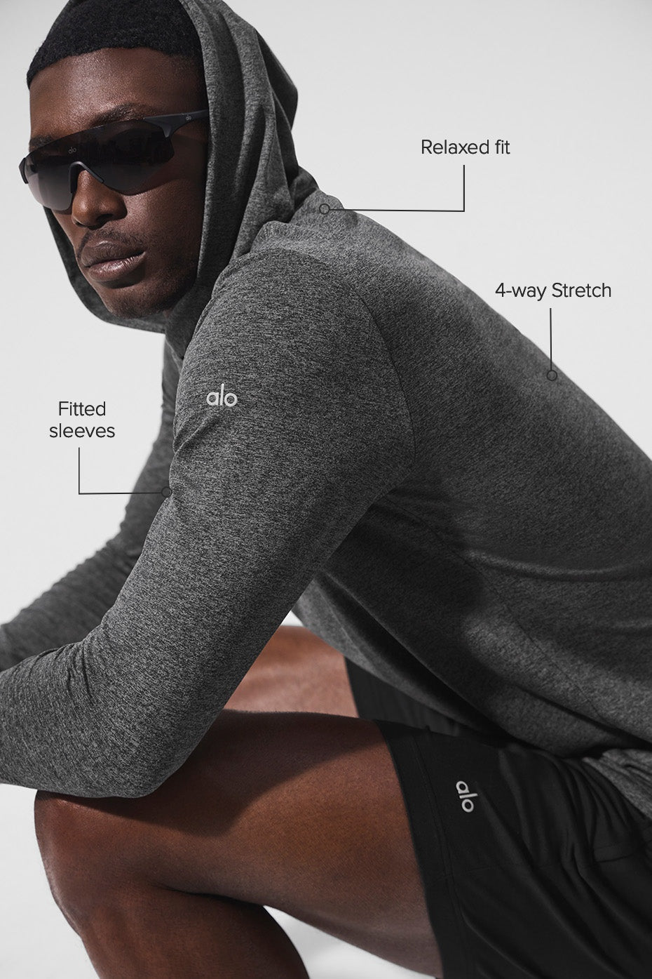 Conquer Reform Long Sleeve With Hood - Dark Heather Grey