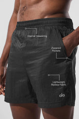 5" Game Time Ripstop 2-In-1 Short - Black/Black