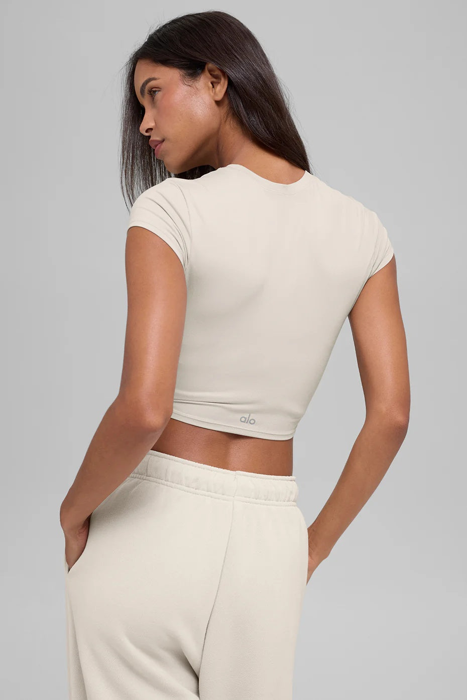 Alosoft Crop Finesse Short Sleeve - Bone
