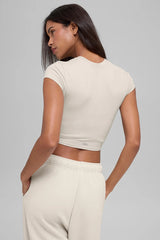 Alosoft Crop Finesse Short Sleeve - Bone