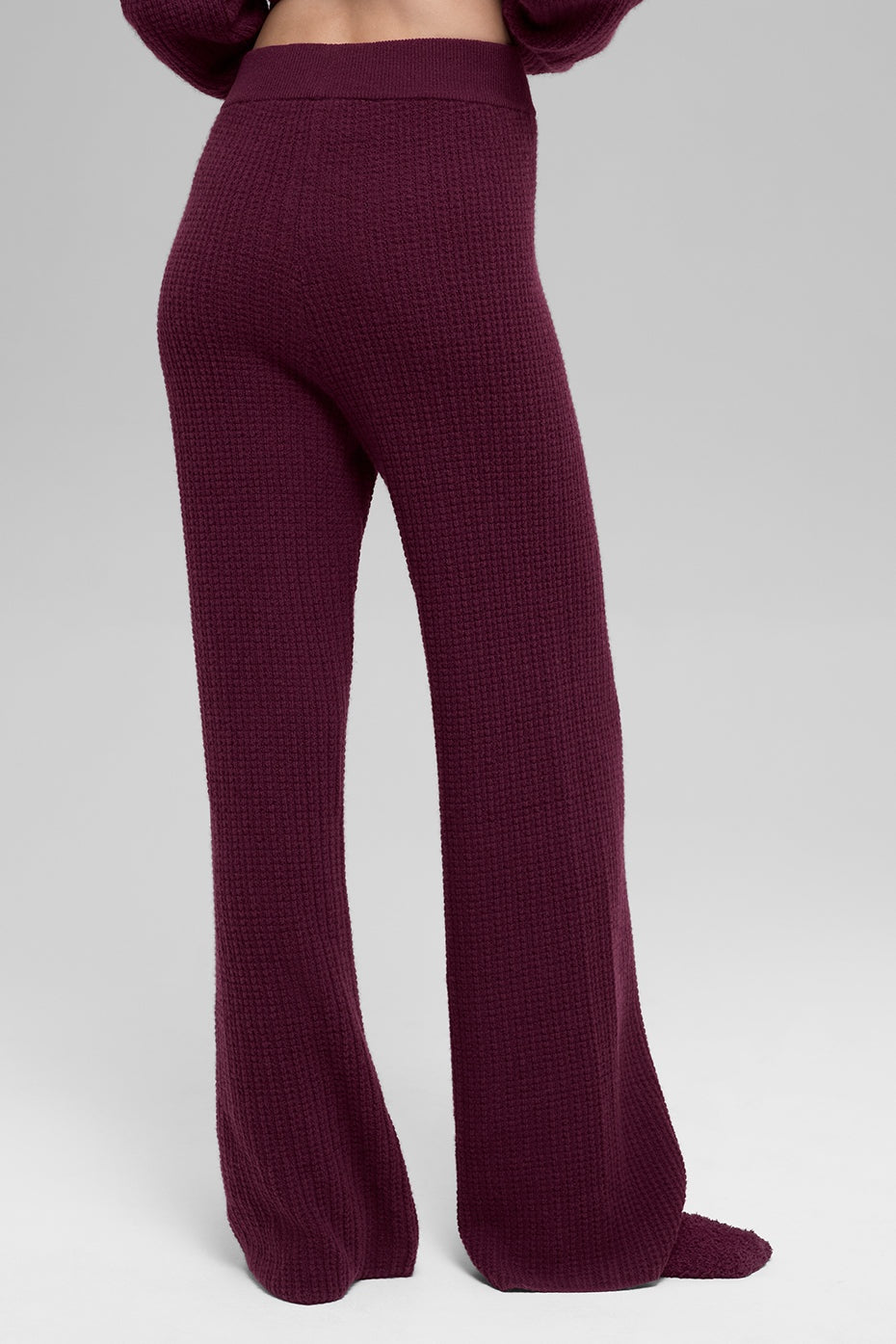 Cashmere High-Waist Plush Waffle Pant - Burgundy