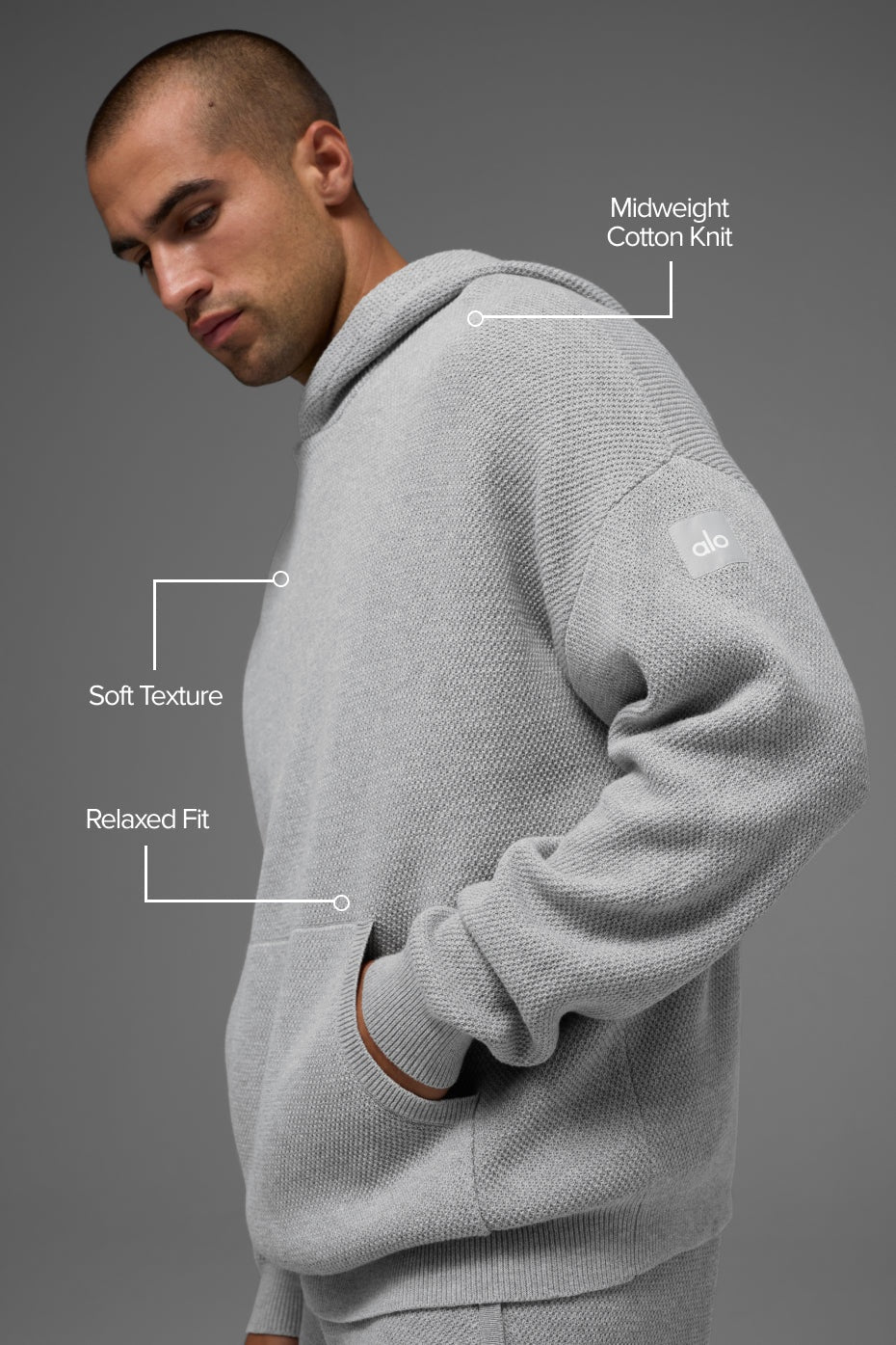 Sports Club Sweater Knit Hoodie - Athletic Heather Grey
