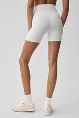 5" Airbrush High-Waist Biker Short - White