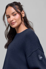 Unisex Wool Cashmere New Class Crewneck Sweater - Navy