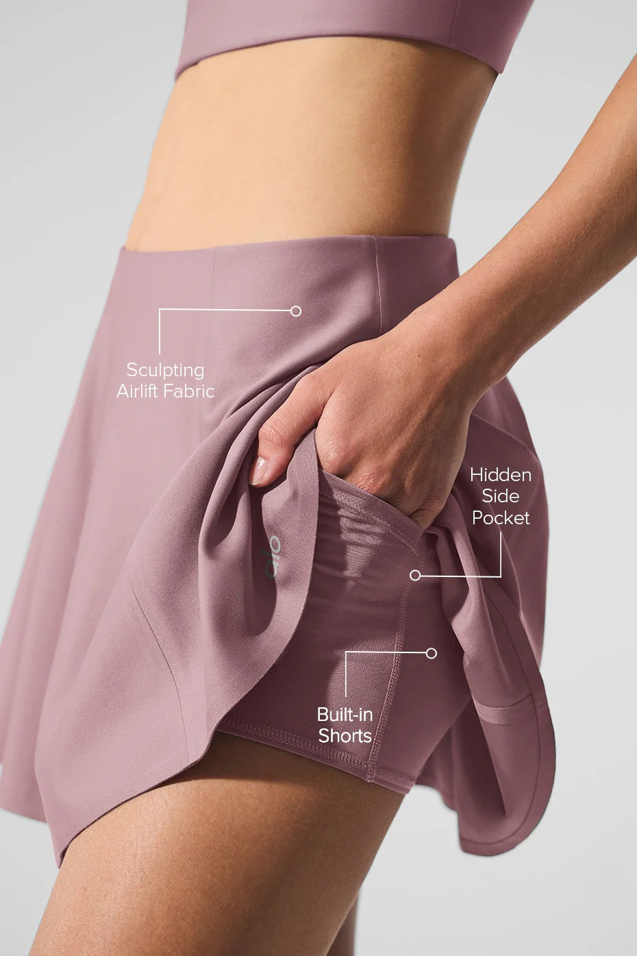 Airlift Down The Line Tennis Skirt - Smoky Quartz