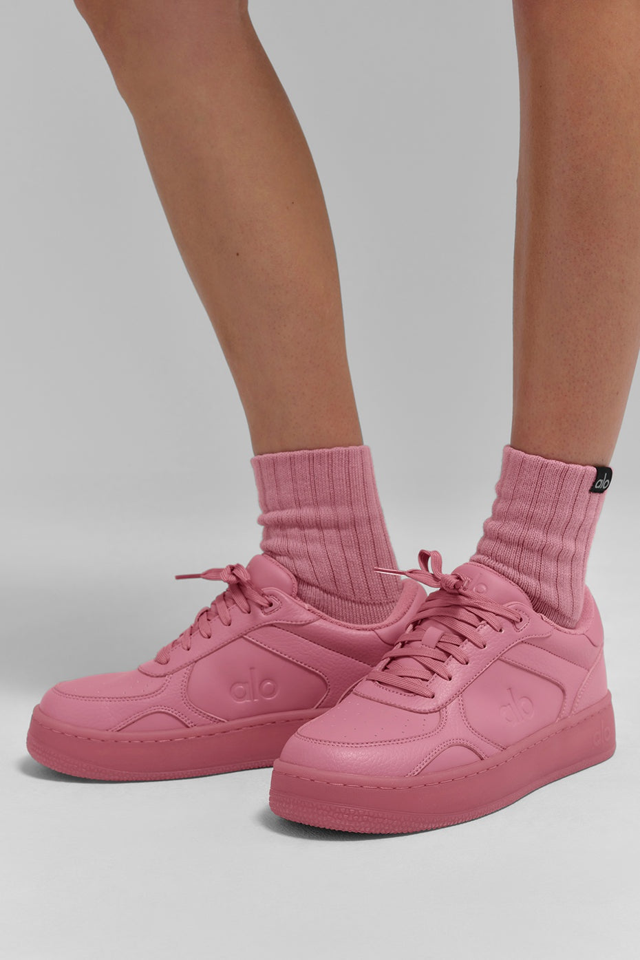 Unisex Half-Crew Scrunch Sock - Pink Wild Rose