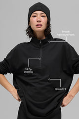 Double Take Long Sleeve 1/4 Zip - Black