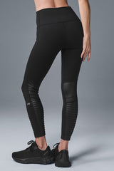 7/8 High-Waist Moto Legging - Black