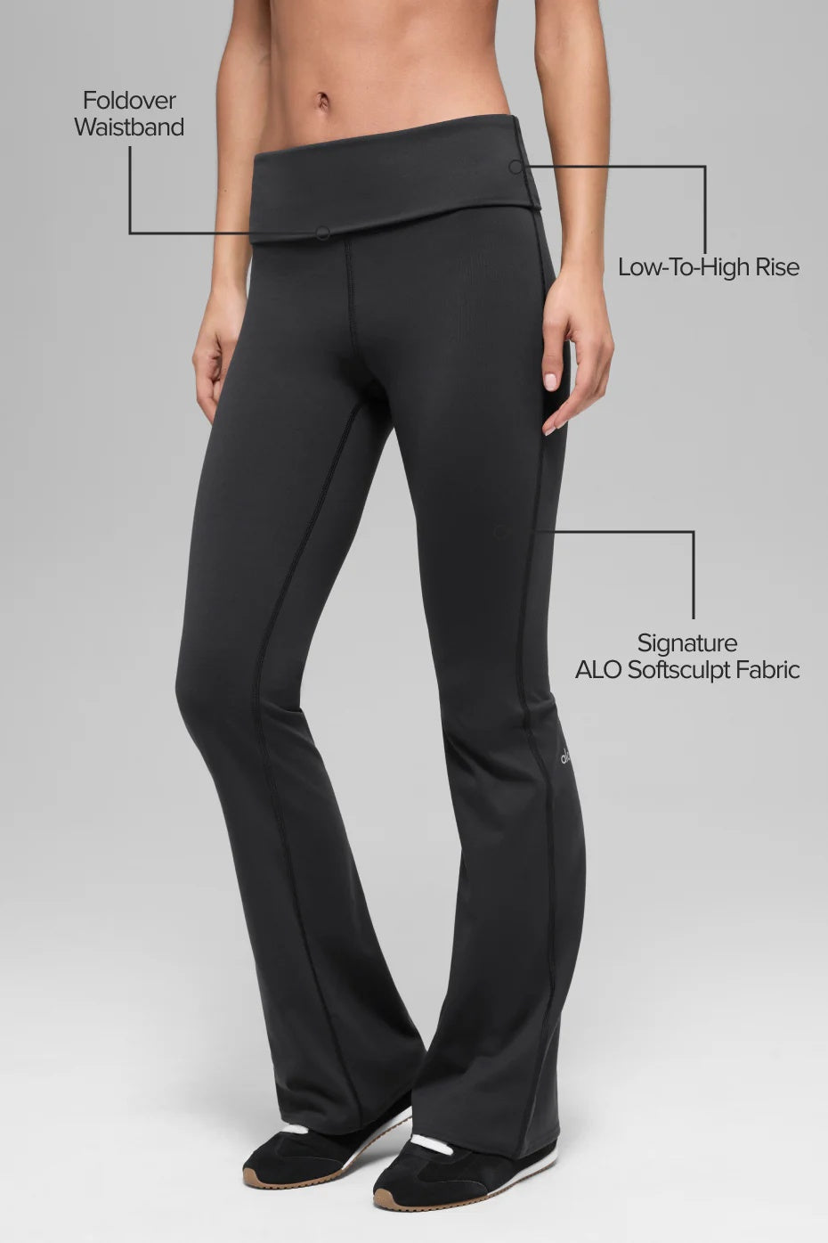 ALO Softsculpt Foldover Flare Legging - Black