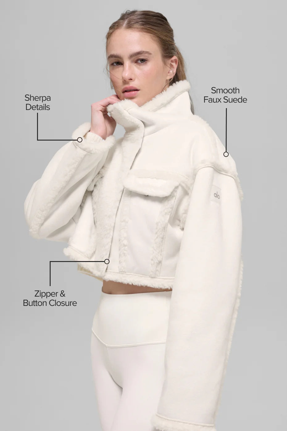 Faux Shearling Snowfall Cropped Jacket - Ivory