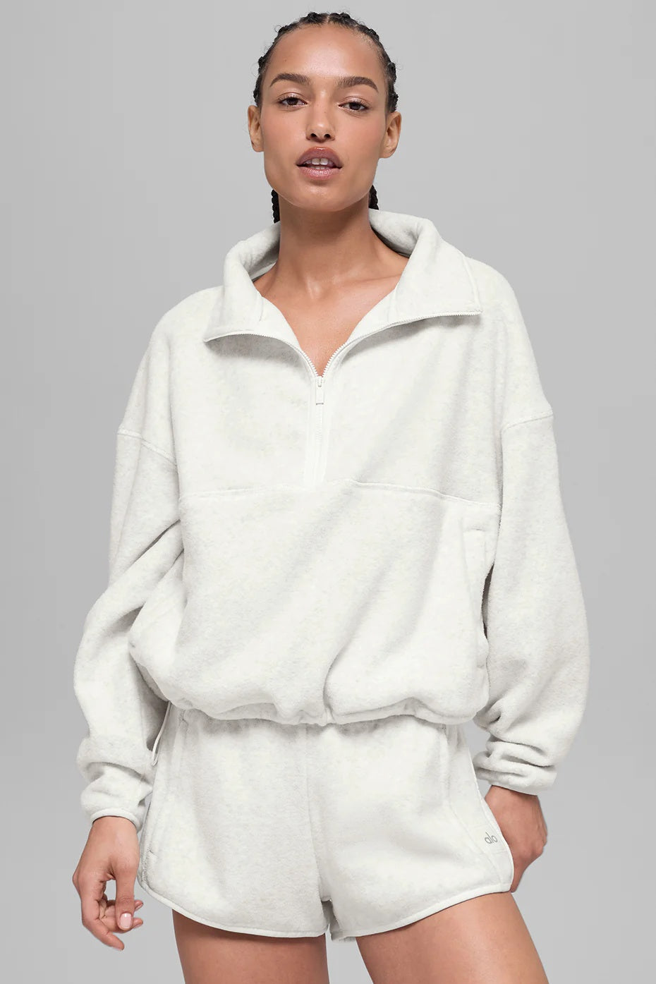 Polar Fleece Retreat Cover Up - White Heather Grey