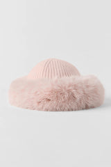 Courchevel Cashmere Faux Fur Beanie - Frosted Pink