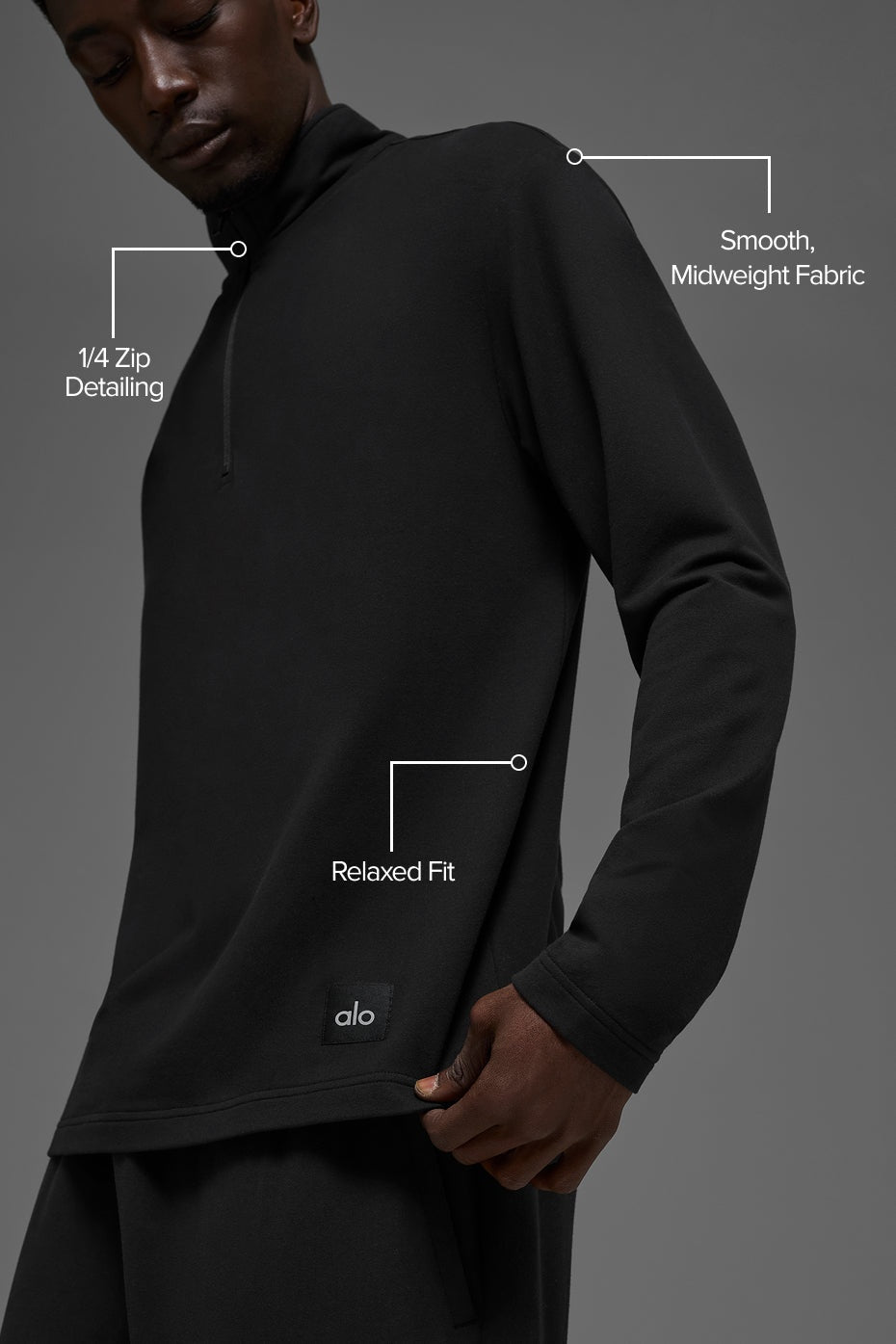 Double Take Long Sleeve 1/4 Zip - Black