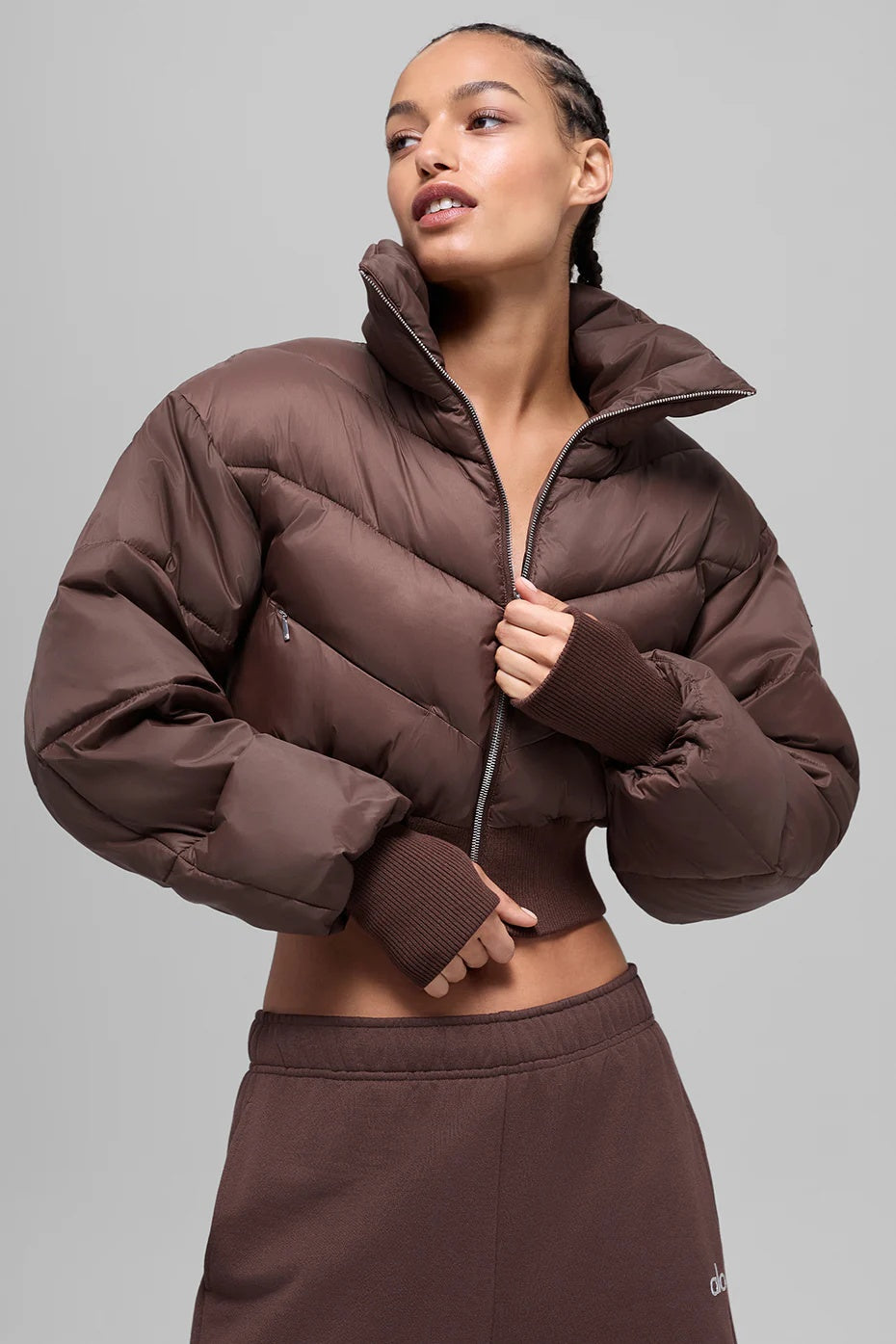 Cropped Atmosphere Puffer - Brownstone