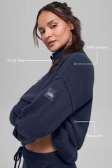 Wool Cashmere New Class 1/4 Zip Pullover - Navy