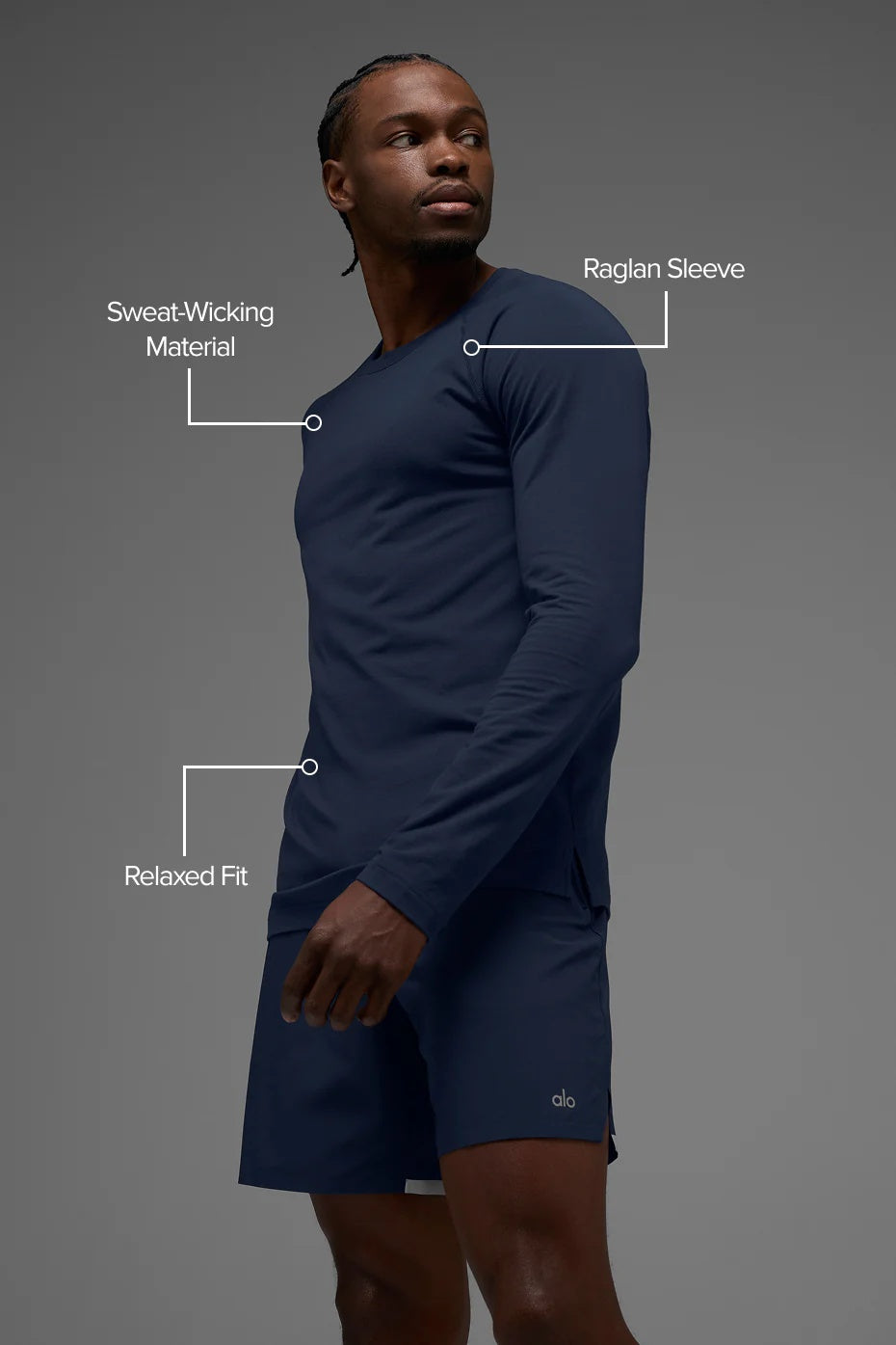 ALO Vapor Crewneck Long Sleeve - Navy