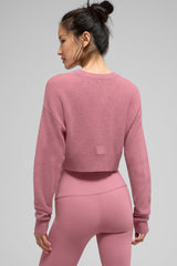 Sheer Cashmere Cropped Cardigan - Pink Wild Rose