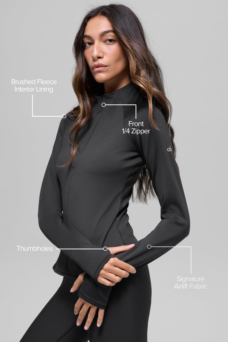 Airlift Winter Warm 1/4 Zip Long Sleeve - Black
