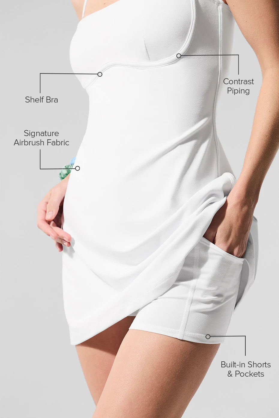 Airbrush Streamlined Dress - White/White