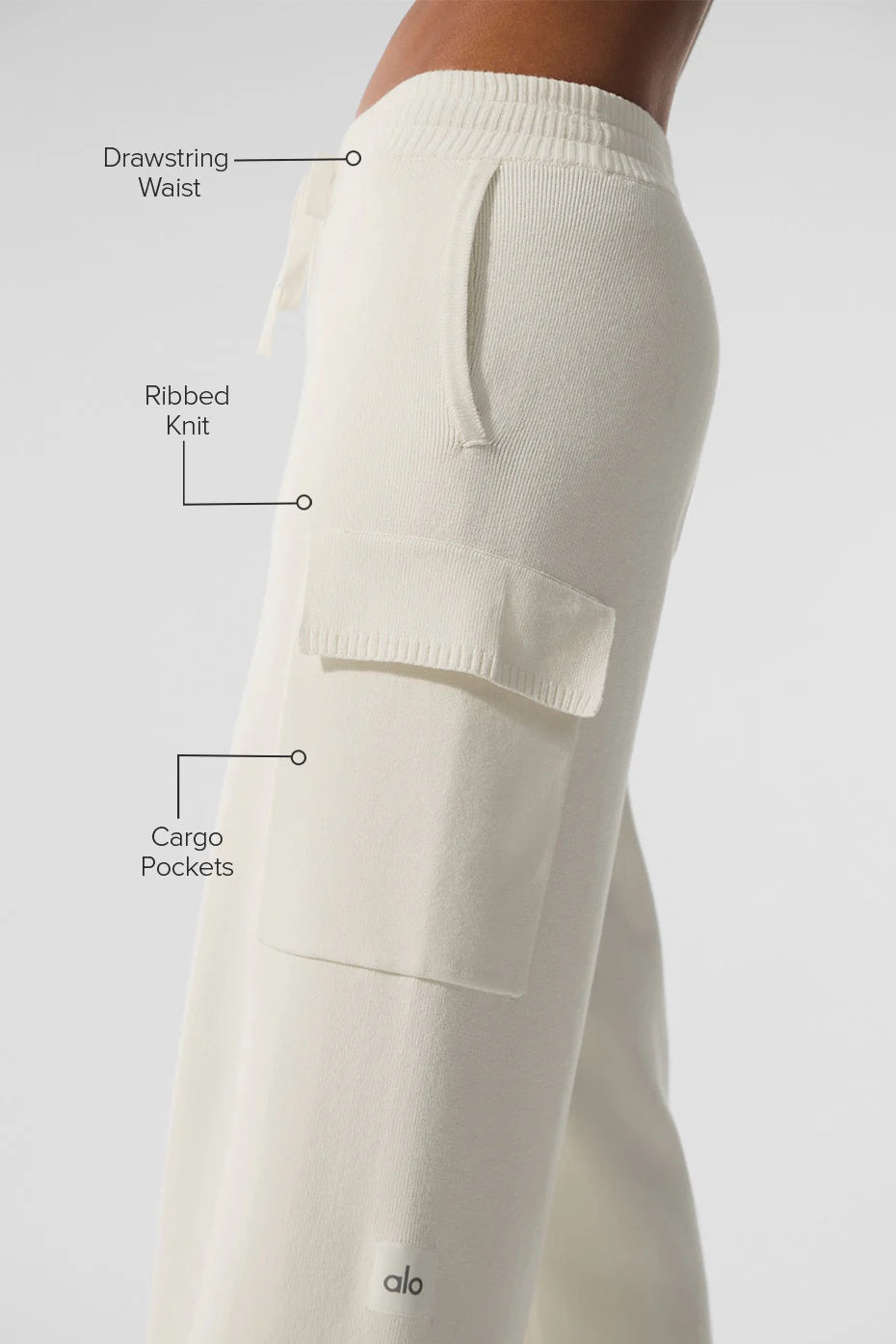 Scholar Knit High-Waist Cargo Pant - Ivory