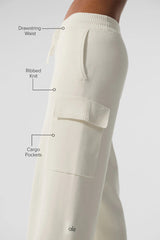 Scholar Knit High-Waist Cargo Pant - Ivory