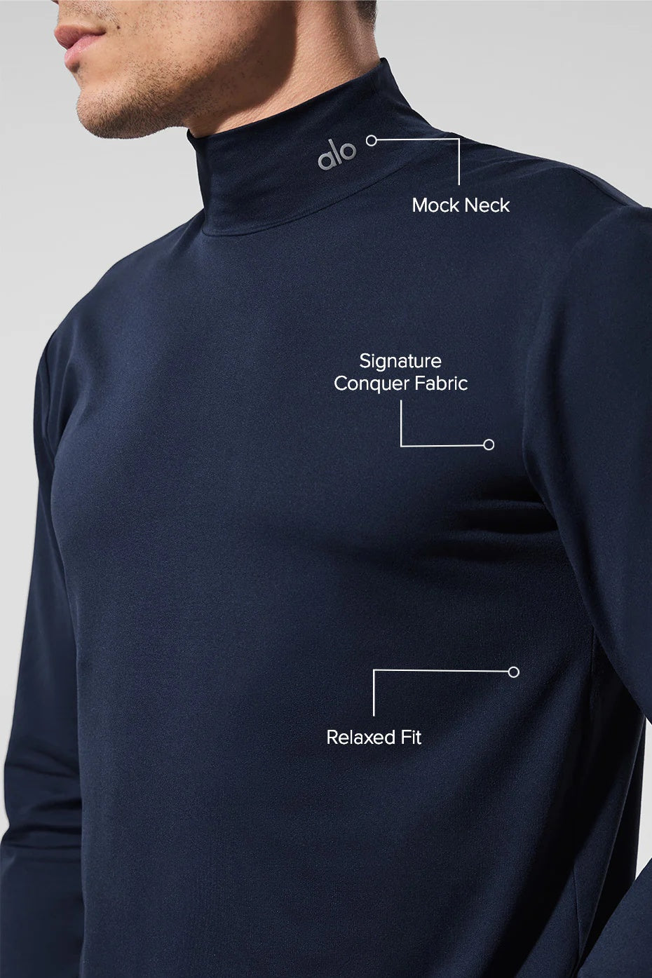 Conquer Reform Mock Neck Long Sleeve - Navy