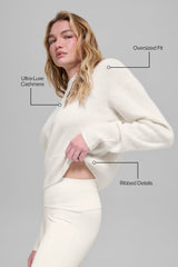 Wool Cashmere Cropped New Class Crewneck Sweater - Ivory