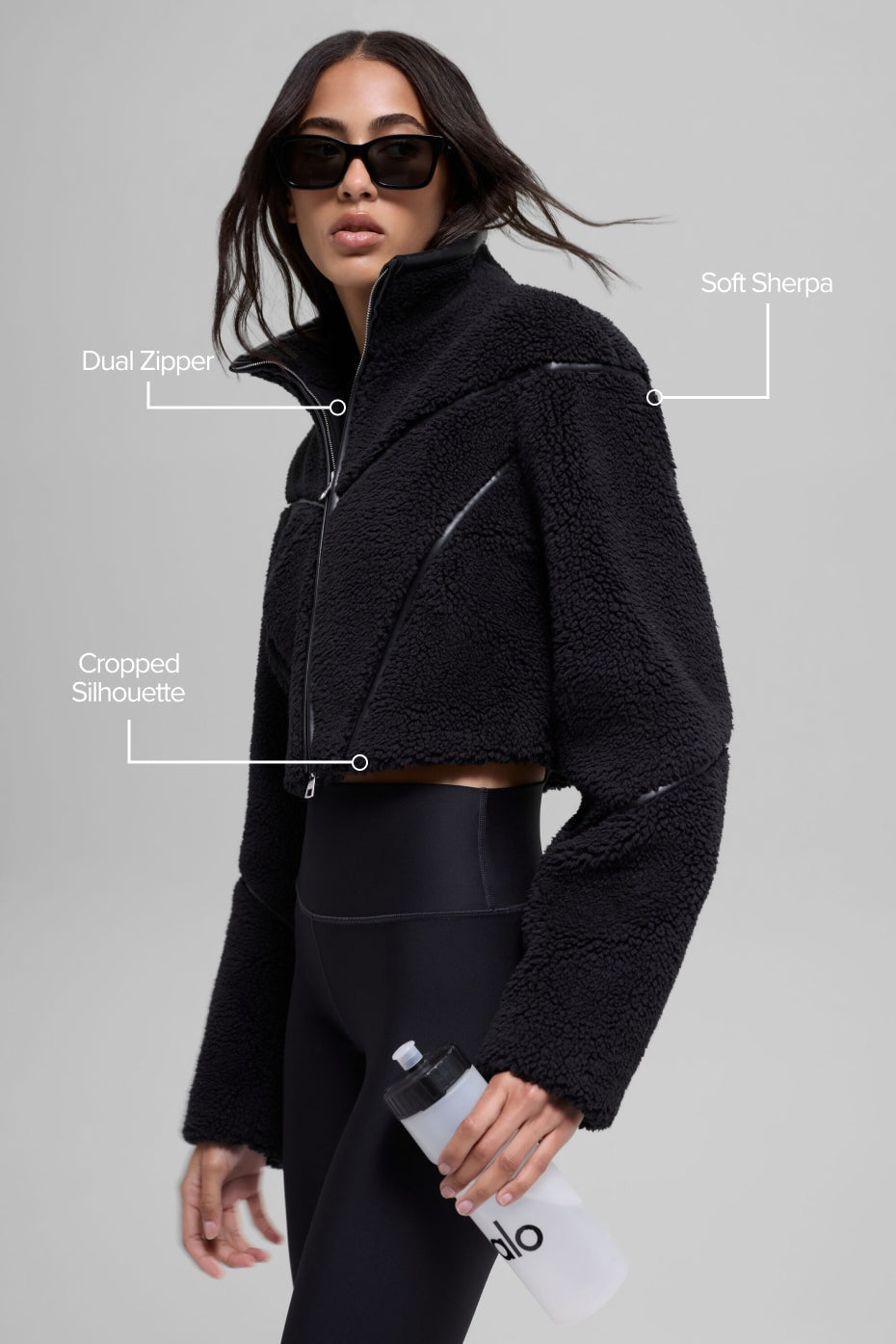 Sherpa Cropped Slope Side Jacket - Black