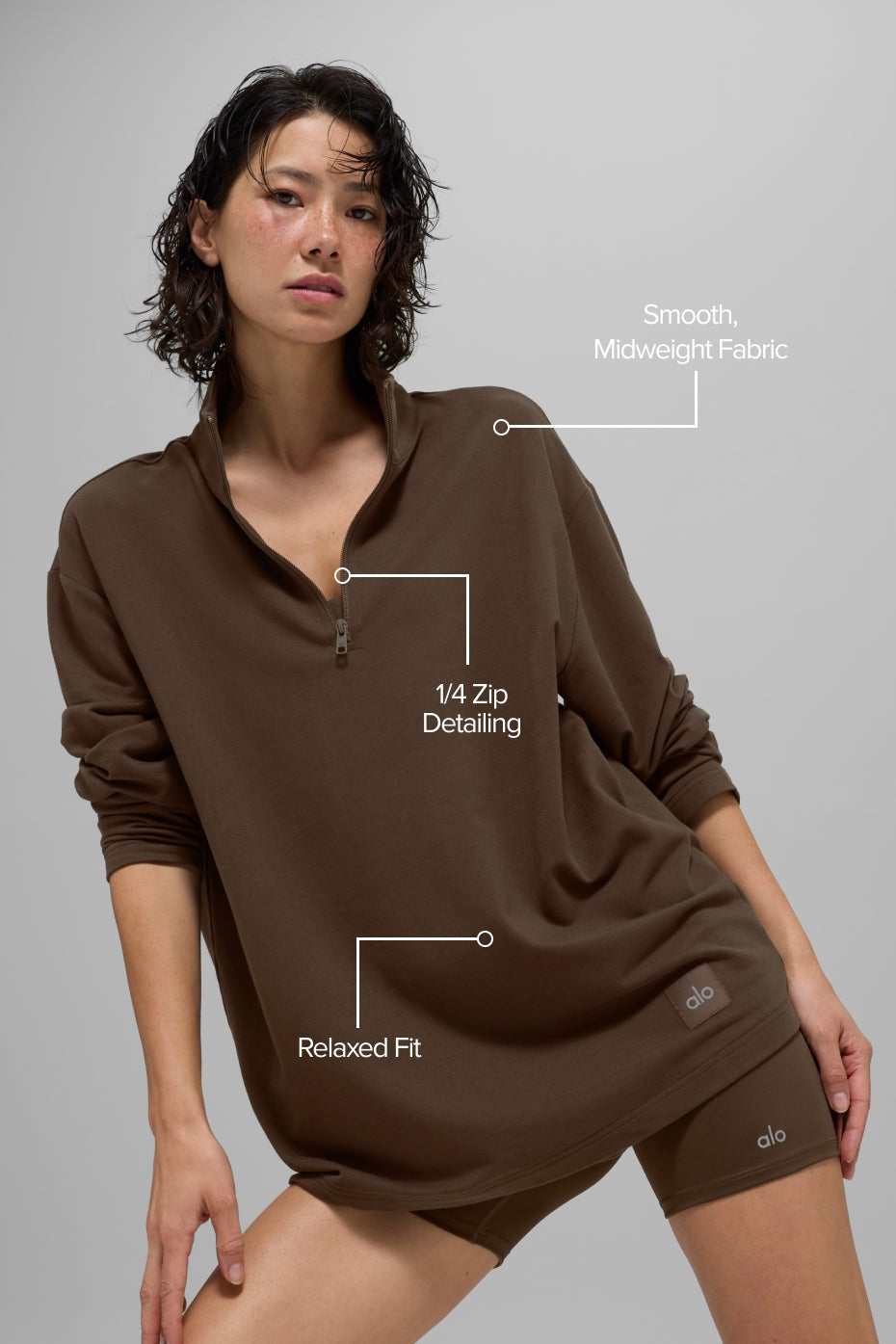 Double Take Long Sleeve 1/4 Zip - Espresso