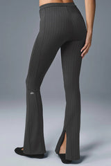 High-Waist Pinstripe Zip It Flare Legging - Anthracite/Black