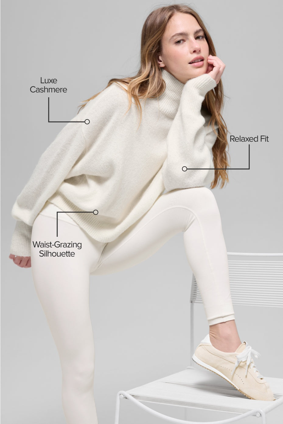 Wool Cashmere Cropped New Class Turtleneck Sweater - Ivory