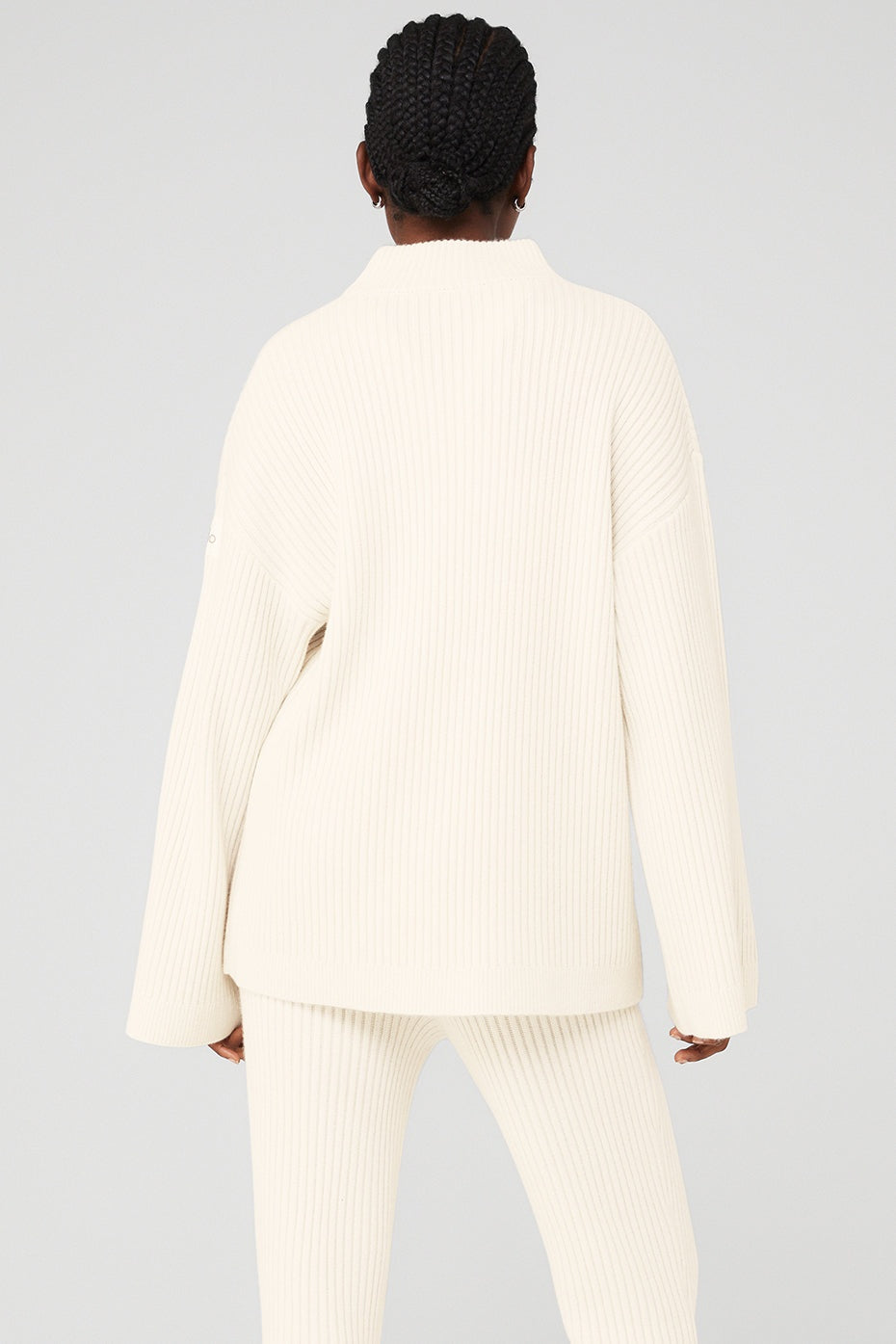 Cashmere Ribbed Winter Dream Mock Neck Coverup - Ivory