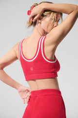 Tennis Club Sweater Knit Bra - Candy Red/White