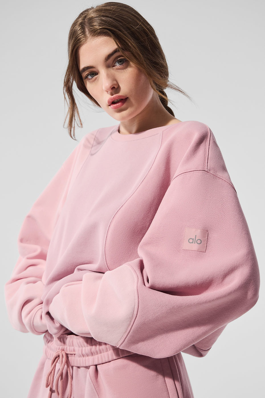 Make Waves Crew Neck Pullover - Sunset Pink Tonal