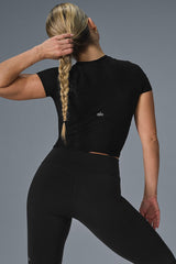 Mesh Cropped Tempo Short Sleeve - Black