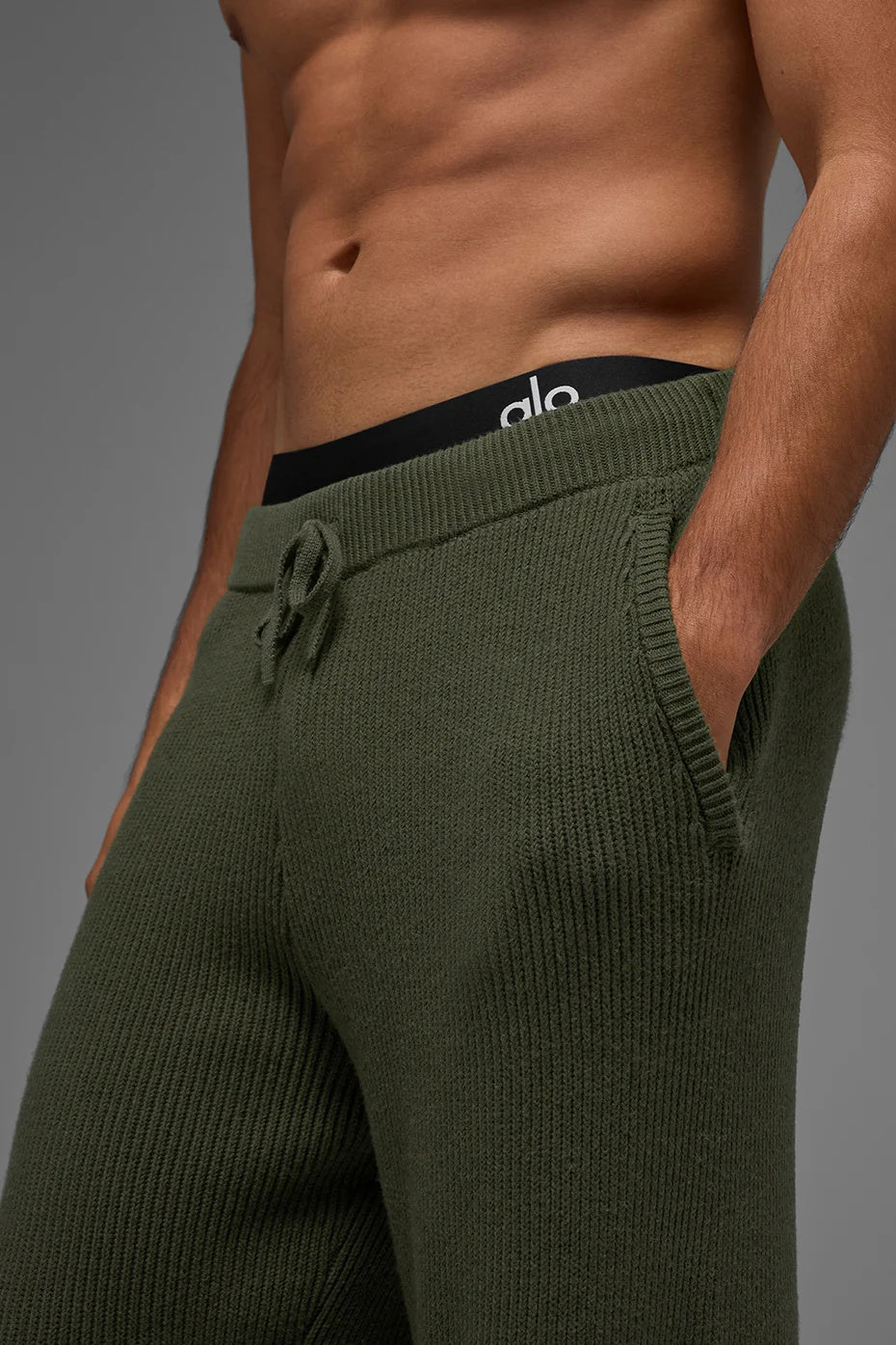 Domain Rib Knit Sweatpant - Green Olive