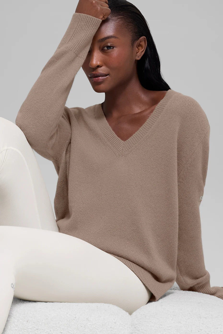 Wool Cashmere New Class Oversized V-Neck Sweater - Chai Latte