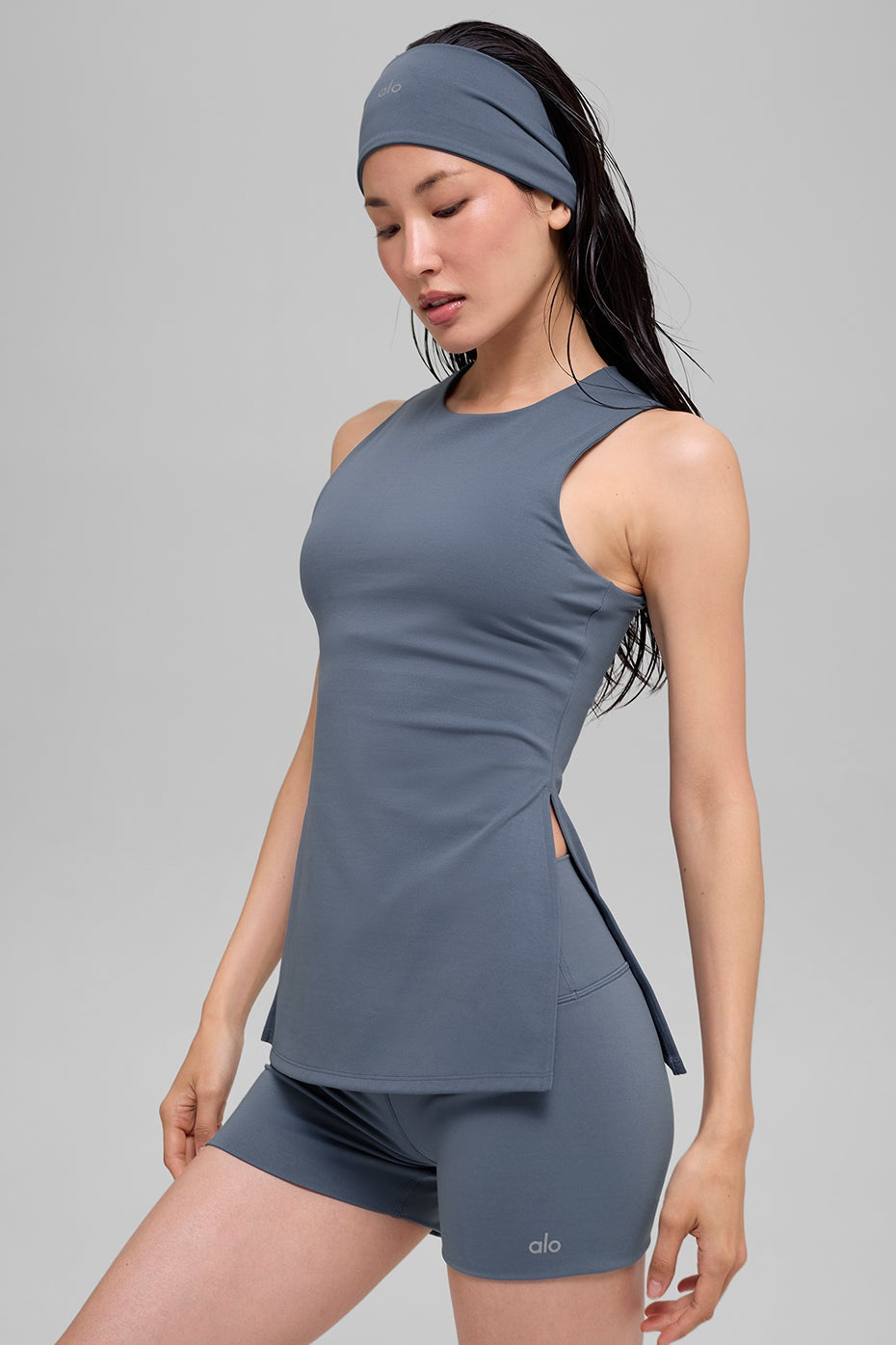 ALO Softsculpt Precision Full Length Bra Tank - Bluestone