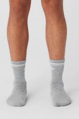 Unisex Half-Crew Throwback Sock - Athletic Heather Grey/White
