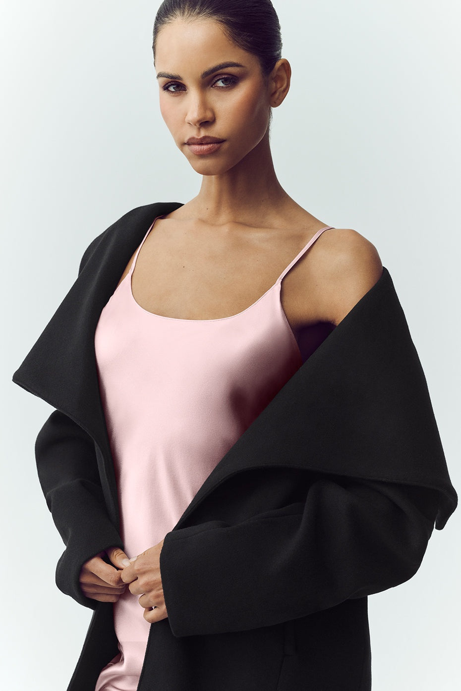 Wool Blend Nightfall Long Coat - Black