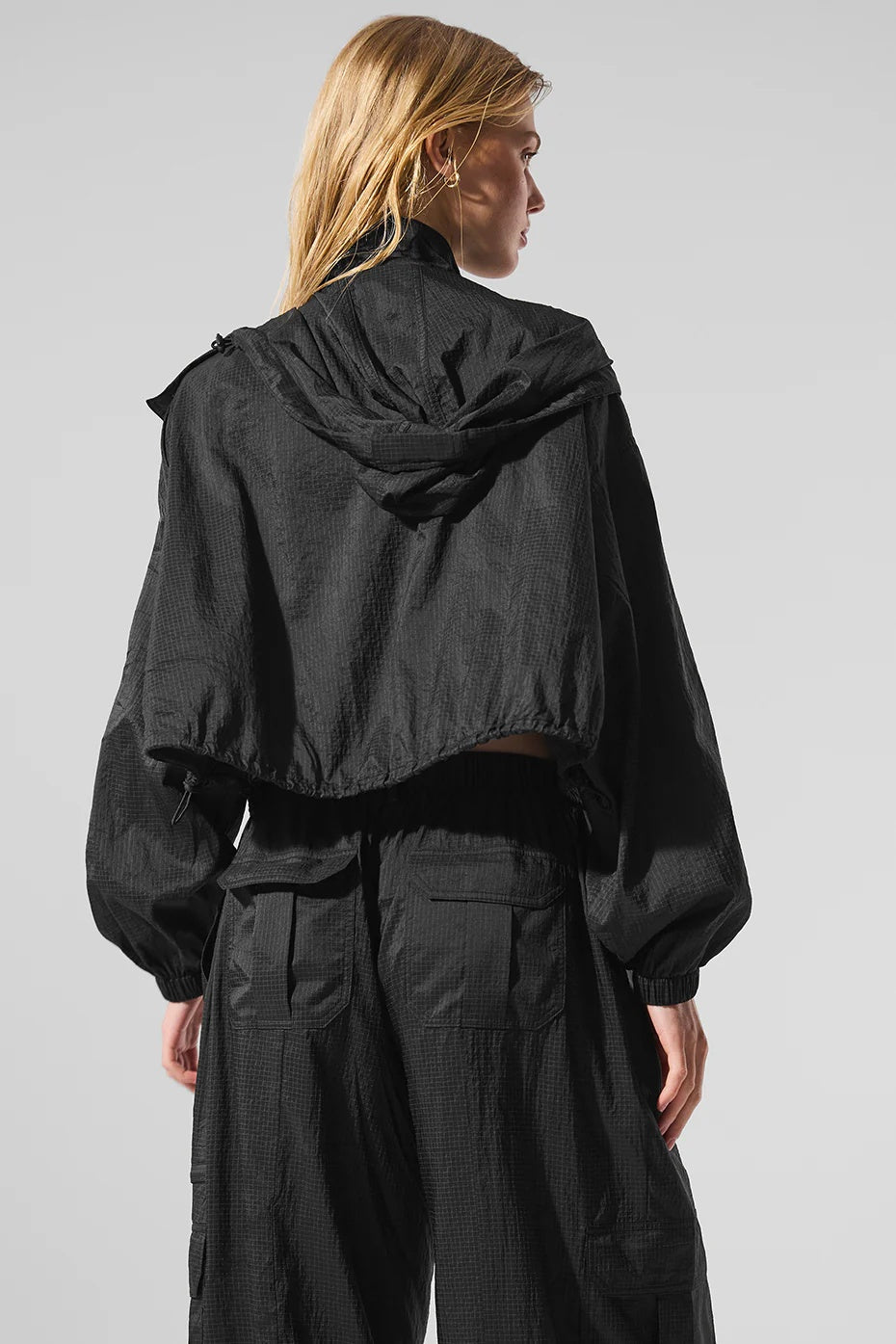 Cropped Game Time Full Zip Jacket - Black