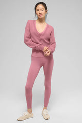 Sheer Cashmere Cropped Cardigan - Pink Wild Rose