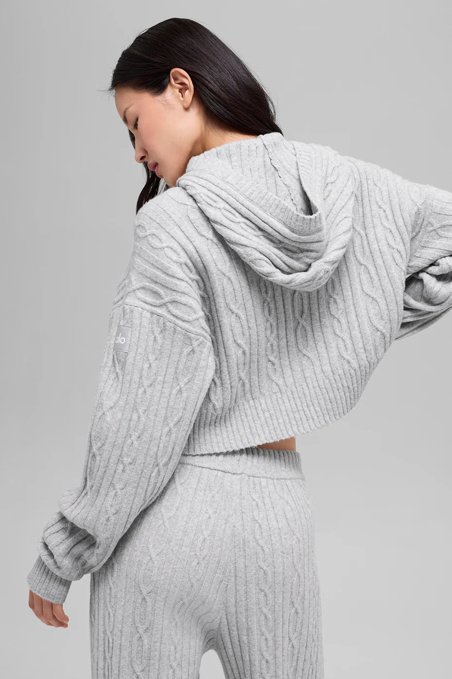 Cable Knit Winter Bliss Hoodie - Athletic Heather Grey