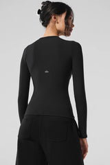 Ribbed Modal Long Sleeve - Black