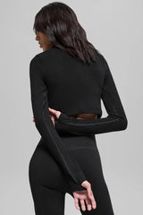 Seamless Two Tone Rib Jacket - Black