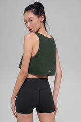 Cashmere Plush Waffle Cropped Tank - Dark Cactus