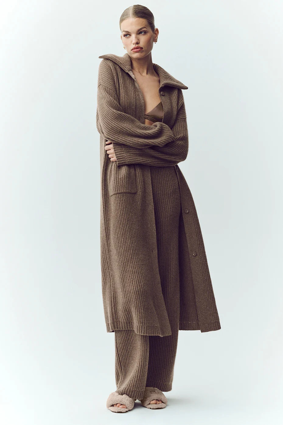 Cashmere Northstar Long Cardigan - Alpine Cocoa Heather