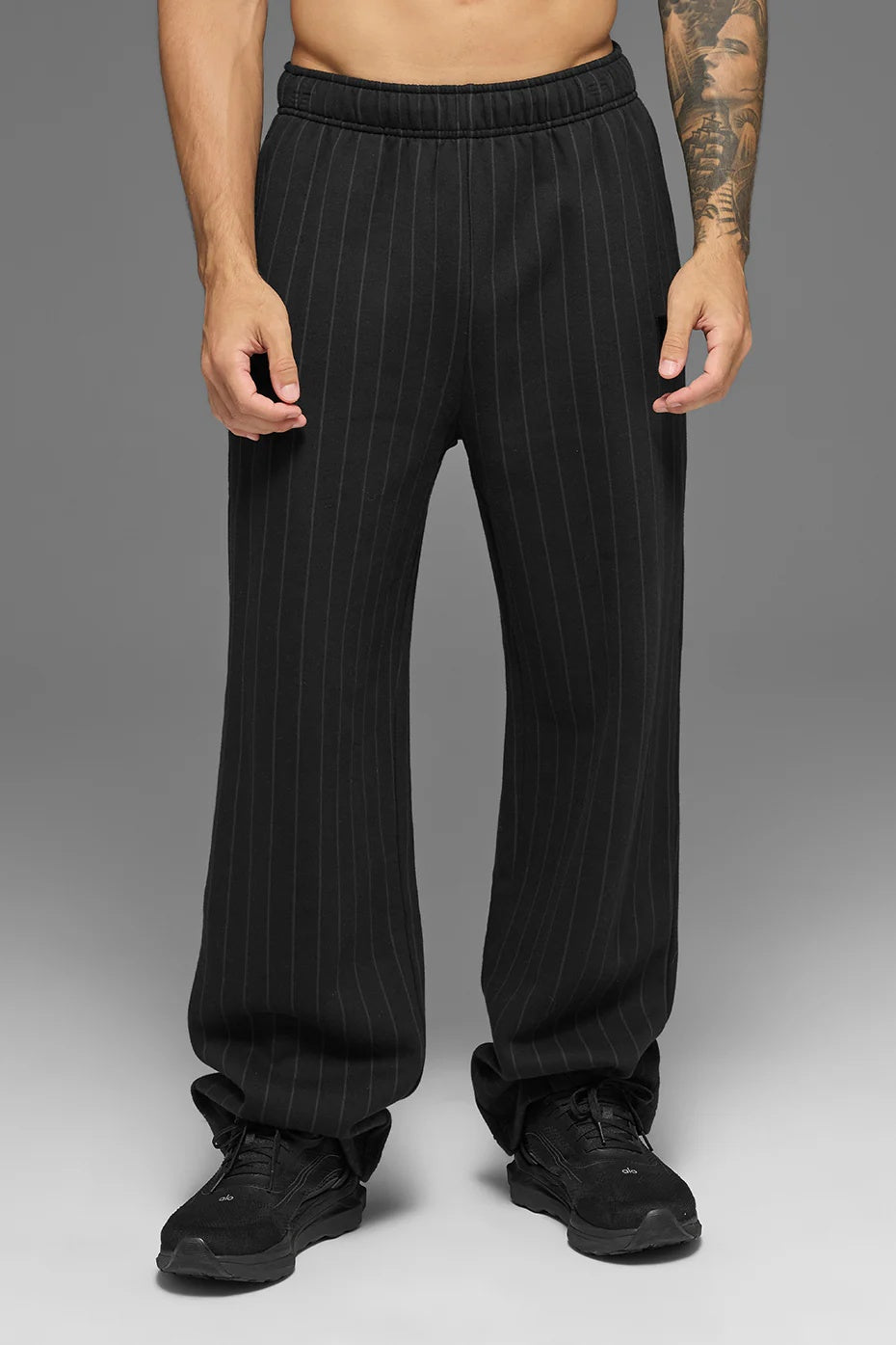 Pinstripe Straight Leg Sweatpant - Black Pinstripe