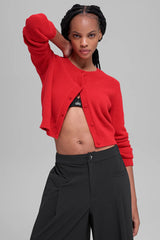 Snuggle Up Sweater Cropped Cardigan - Bright Red