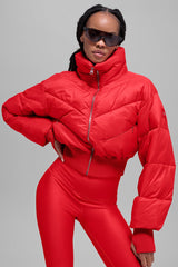 Cropped Atmosphere Puffer - Bright Red